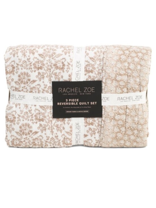 Rachel Zoe Other - Rachel Zoe Reversible Quilt Set in Beige Floral and Cream Texture
